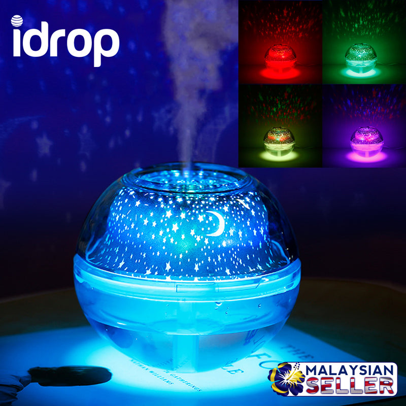 idrop 500ml USB Crystal Night Light Projection Mini Humidifier