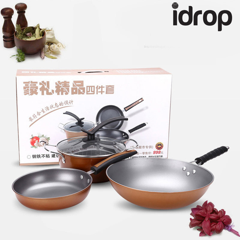 idrop 3 in 1 Multi-purpose Non-Stick Pan Set (32cm Frying Pan, 24cm Wok, 24cm Soup Pot)
