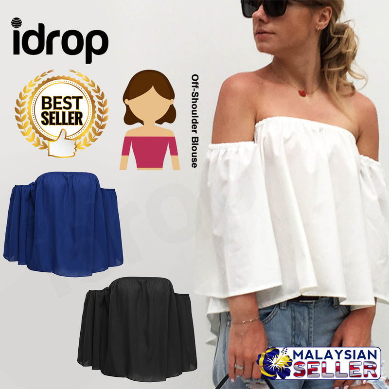 idrop Women's Casual Girls Crop Tops Off-Shoulder Blouse Shirts [ S,M,L,XL ]