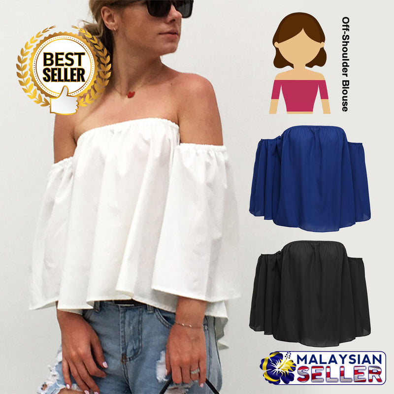 idrop Women's Casual Girls Crop Tops Off-Shoulder Blouse Shirts [ S,M,L,XL ]