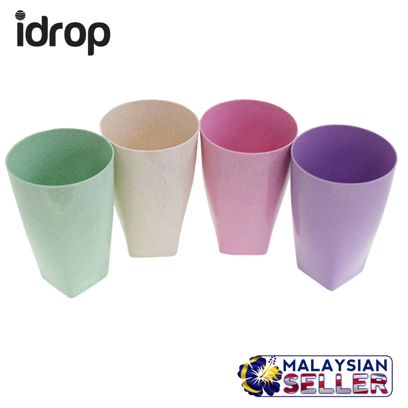 idrop Organic Wheat Water Glass Cup - Biodegradable Wheat Fiber Cup - [SET OF 4 CUPS] [RANDOM COLOR]