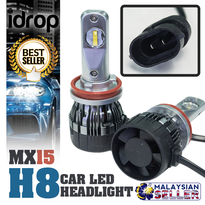 1 set MX15 H8 Car LED Headlight Driving Light Bulbs Hi/Lo Beam White 6000K