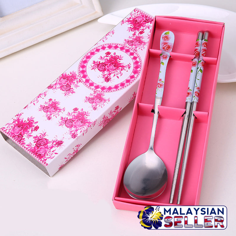 idrop Chopsticks & Spoon FloralDecoration Set