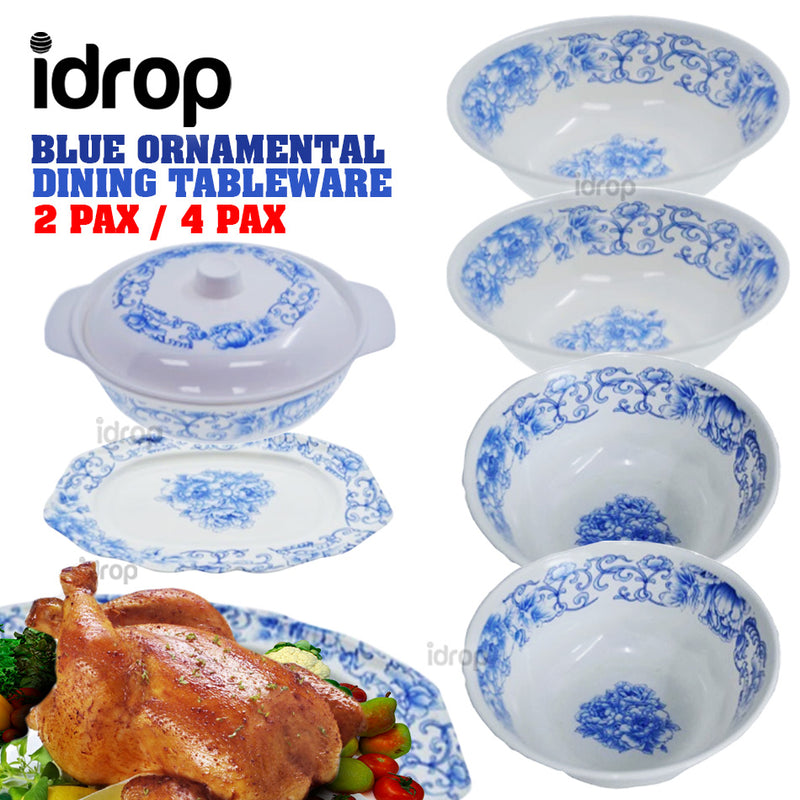 idrop Blue Ornamental Kitchen Dining Tableware Set 2 [ 6 Pcs / 12 Pcs ]