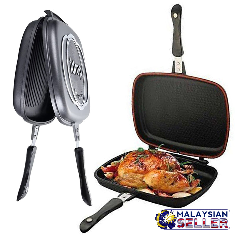 idrop 36CM DOUBLE SIDED FRYING PAN - Kitchen Cooking Pressure Grill Cookware