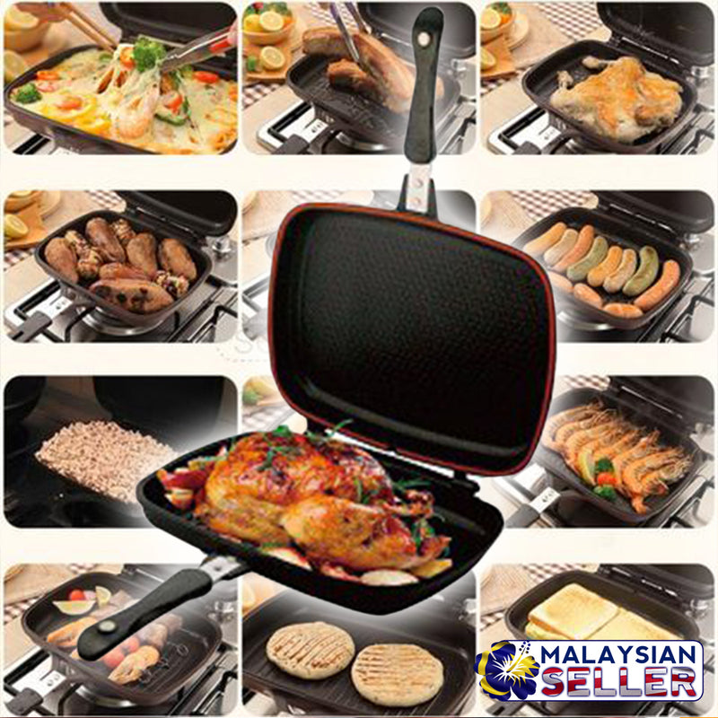 idrop 36CM DOUBLE SIDED FRYING PAN - Kitchen Cooking Pressure Grill Cookware