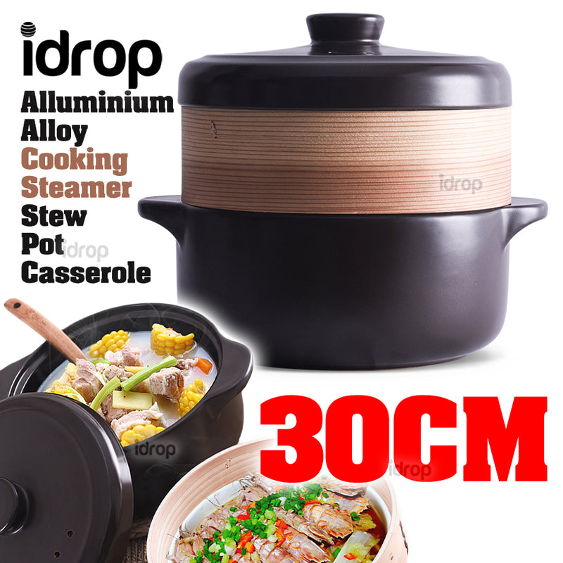 idrop 30CM 2 Layer Alluminium Alloy Cooking Steamer Stew Pot Casserole