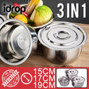 idrop  3 IN 1 Multifunction Kitchen Stainless Steel Pot ( 15cm / 17cm / 19cm )