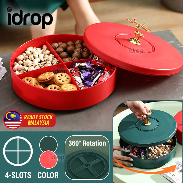 idrop [ CHINESE NEW YEAR ] 27CM  Candy Box for Snack Confectionary Display Storage - Rotating Container [ 4-Slot ]