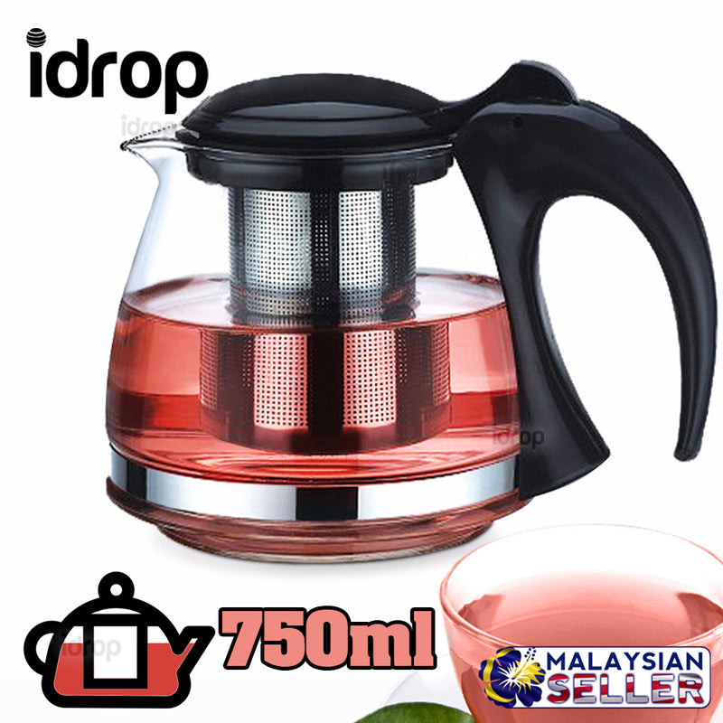 idrop 750ml Glass Tea Pot with Stainless Steel Inner Filter [ JMHA082B ]