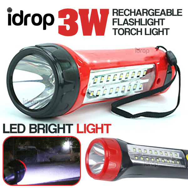 idrop LED 3W Rechargeable Flashlight Bright Torch Light