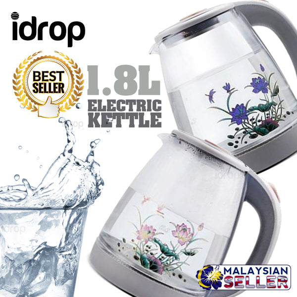 idrop 1.8L Electric Kettle Stainless Steel & Glass