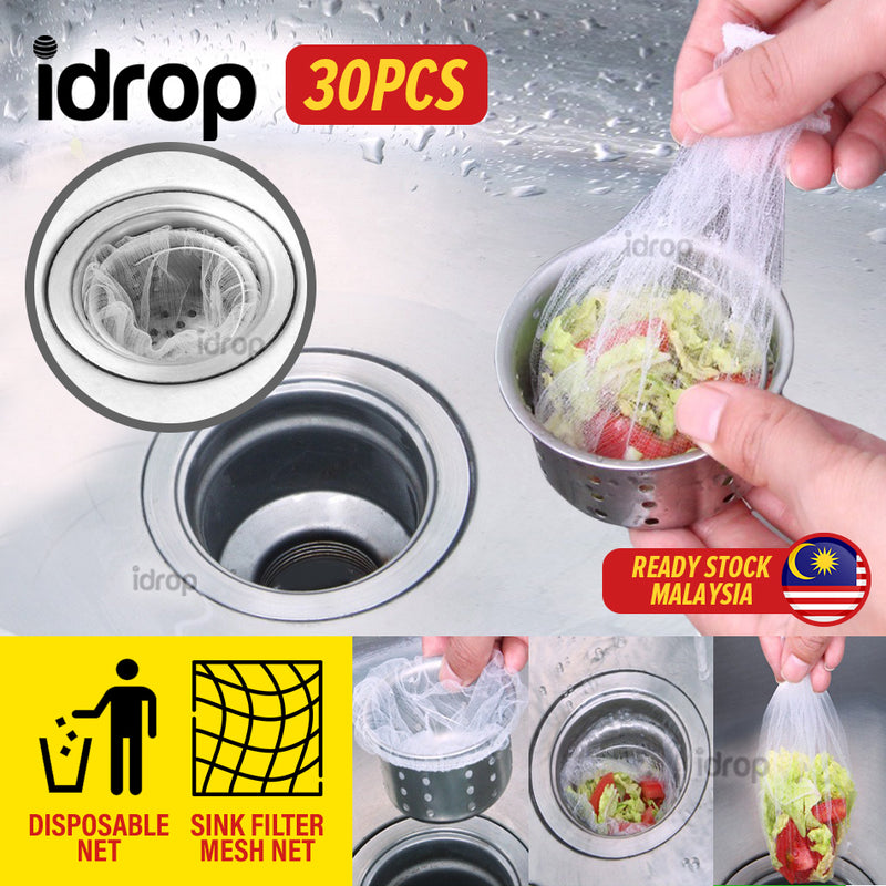 idrop [ 30PCS ] Disposable Kitchen Sink Filter Waste Mesh Bag / Beg Sampah Jaring Lubang Sinki / 厨房水槽过滤网30个装