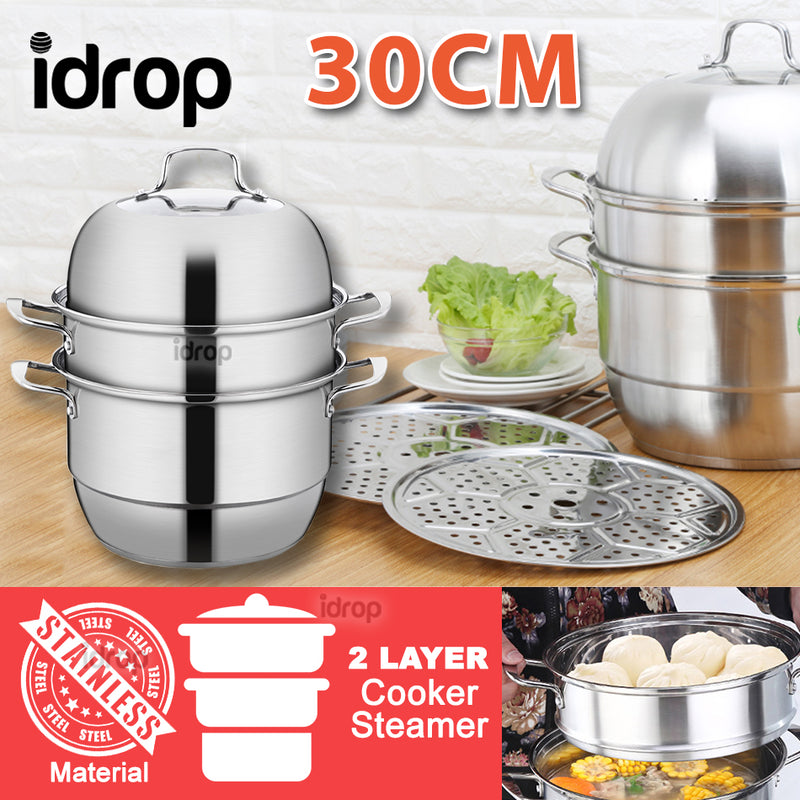 idrop 30CM 2 Layer Stainless Steel Cooker Steamer