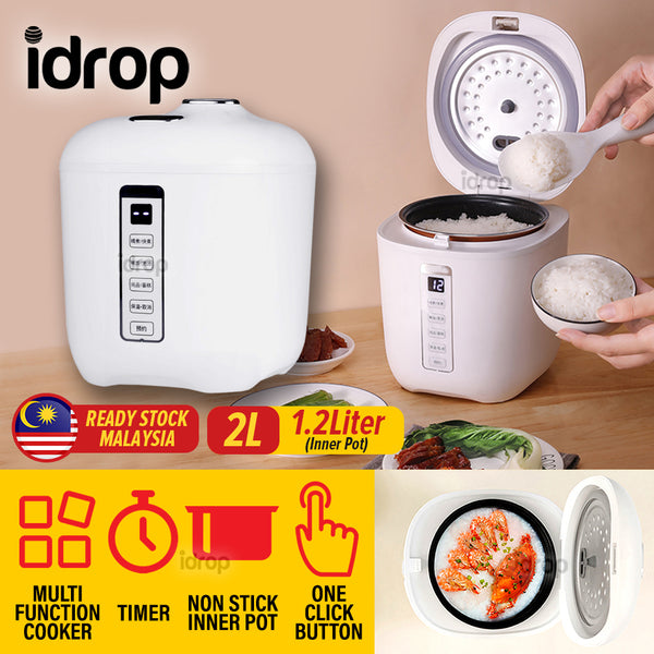 idrop [ 2L ] 200W Mini Electric Rice Cooker with 1.2L Nonstick Inner Pot