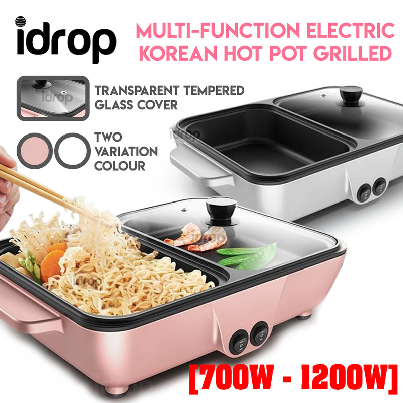 idrop Multipurpose Non-Stick Electric Korean Hot Pot Mini Frying Grilled BBQ