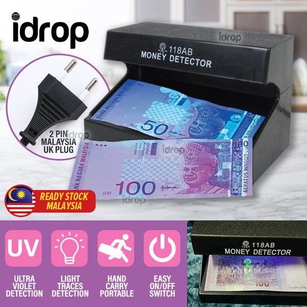 idrop Money Detector Fake Counterfeit Cash Note Detector UV Light / Alat Pengesan Duit Cetak Tipu Lampu UV / 验钞机