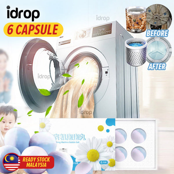 idrop [ 6 Capsule ] Washing Machine Bubble Ball Drum Cleaning Cleaning Capsule / Bebola Sabun Pencuci Mesin Basuh / 洗衣机泡泡丸(6粒)