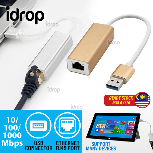 idrop Gigabit Ethernet Adapter RJ45 to USB Port 10/100/1000Mbps Plug & Play Compatible with Windows and MacOS / 以太网适配器到 USB 端口