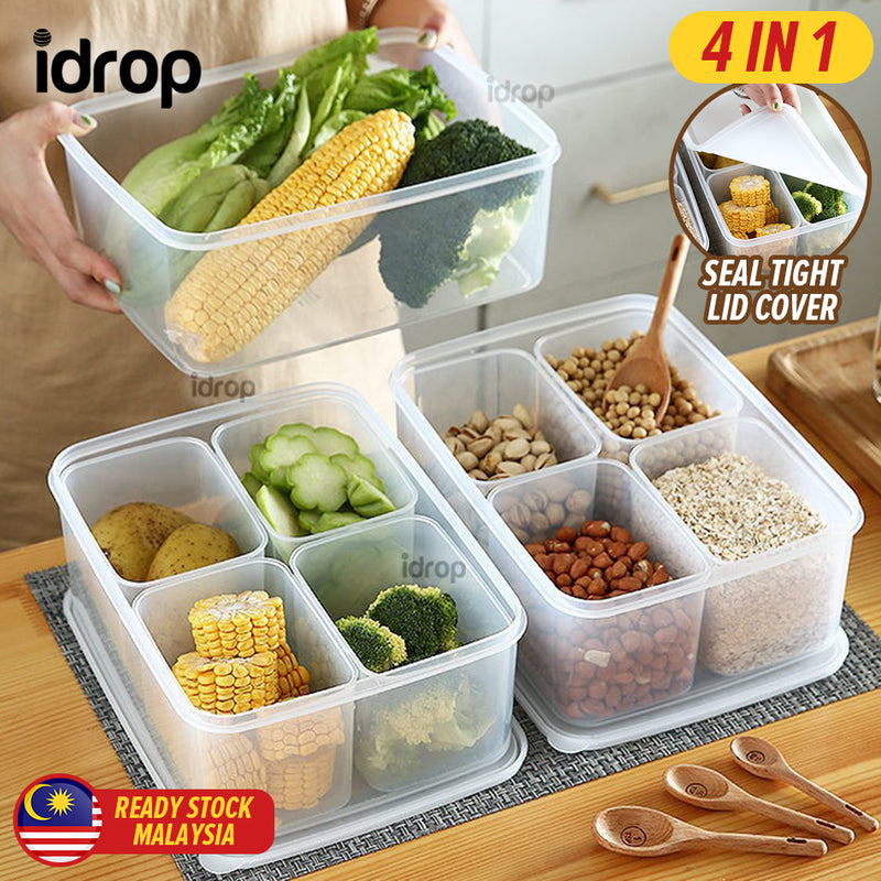 idrop [ 4 IN 1 ] Food Storage Fresh Keeping Box Container / Kotak Bekas Simpanan Makanan / 保鲜盒中款