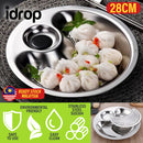 idrop [ 28CM ] SUS304 Stainless Steel Dumpling Tray Plate with Drainage Tray / Pinggan Makan Kuih Kukus + Alas Keluli Tahan Karat / SUS304不锈钢饺子盘盘带排水盘