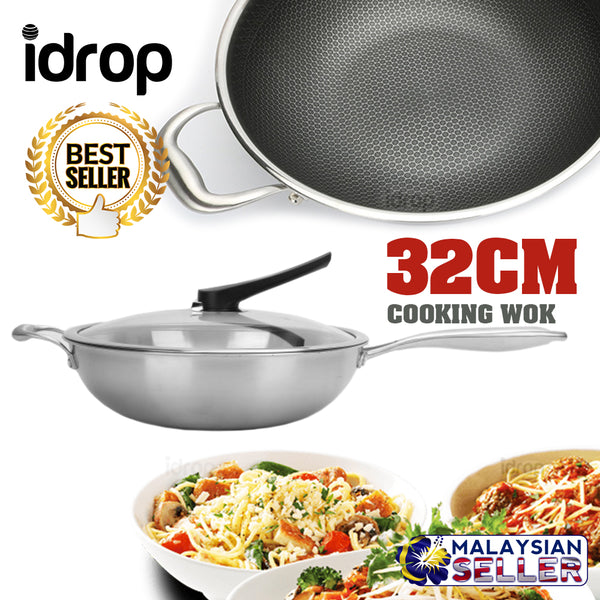 idrop 32CM SAMPINLAIS Cooking Pan Wok Kitchen Cookware