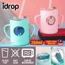 idrop [ 250ml ] Children's Milk Drinking Glass Cup with Silicone Cover
