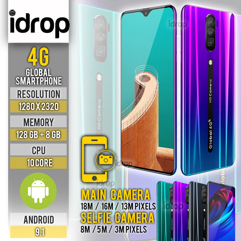 idrop Rino Global 4G Smartphone / 6.3 inch Screen / 10 Core / 8G + 128G / Android 9.1 Smartphone