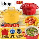 idrop [ 1.1L / 3.2L ] Ceramic Casserole Cooking Pot Bowl