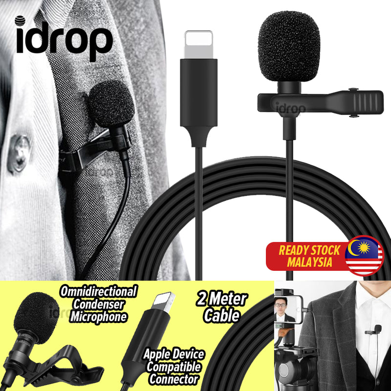 idrop Lavalier Microphone Plug & Play for Digital Recording Compatible with Apple Devices