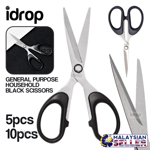 idrop 14cm General Purpose Household Black Scissors [ 5pcs / 10pcs ]