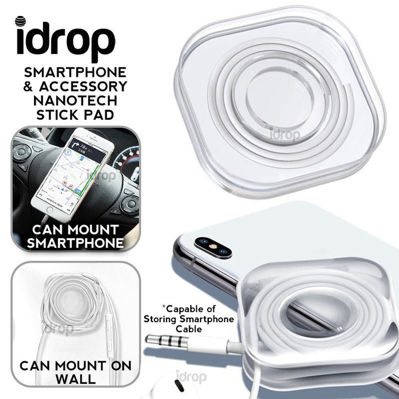 idrop Smartphone Nanotechnology Strong Mount Gel Stick Pad and Accessory Cable Organizer