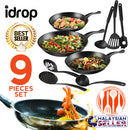 idrop Kitchen Cookware Cooking Pans & Utensils Set [ 9PCS  ]