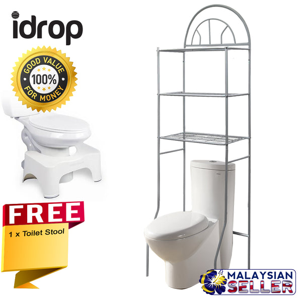 idrop COMBO 3-Tier Steel Toilet Rack Shelf organizing unit + FREE Toilet Stool