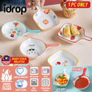 idrop  [ Round / Square ] Ceramic Side Dish Plate with Handle / Pinggan Piring Kecil Seramik Bulat atau Petak / 陶瓷碟 双嘴带柄陶瓷碟 / 陶瓷碟 方形带柄陶瓷碟