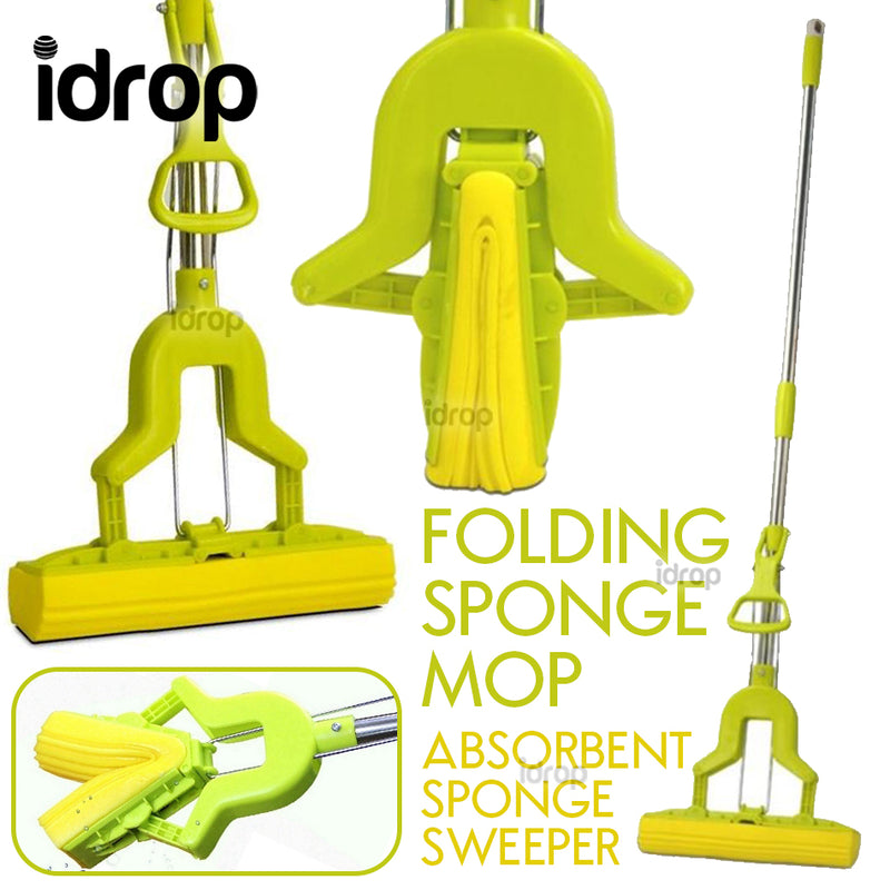 idrop Folding Sponge Mop - Foldable Extendable Absorbent Sweeper