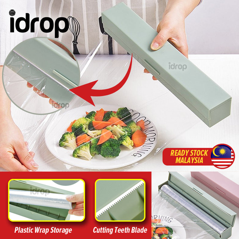 idrop Plastic Wrap Roll Storage Cutter Box Container