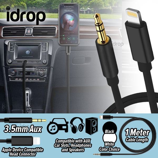 idrop 3.5mm Car Speaker Headphone AUX Audio Adapter Cable Compatible with Apple Device