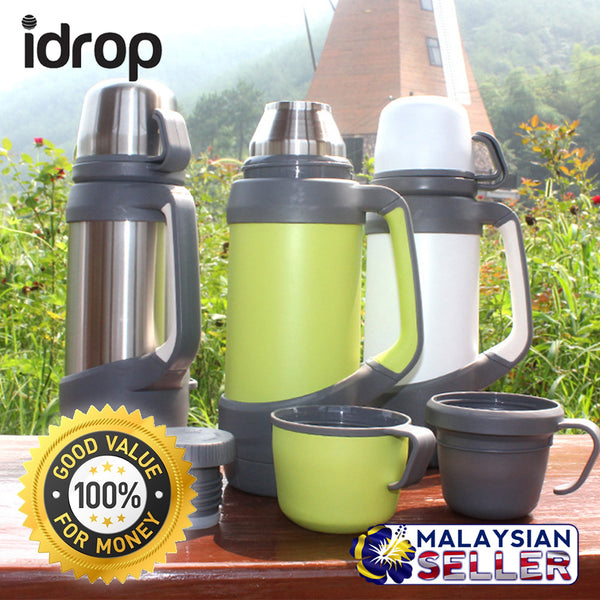 idrop BONCHEE 1200ml Stainless Steel Drinking Vacuum Flask Thermos [ 2 Cups ]