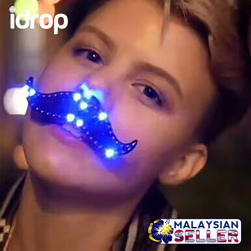 idrop LED Luminous Mustache Retro LED Light Handlebar Mustache Party Cosplay Mustache Facial Prop