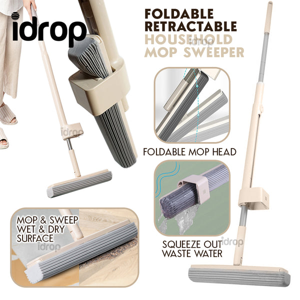 idrop Household Retractable Squeezing Floor Absorbent Sponge Mop Sweeper