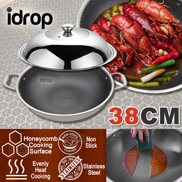 idrop 38CM Non Stick Kitchenware Cookware Cooking Pot + Lid Cover