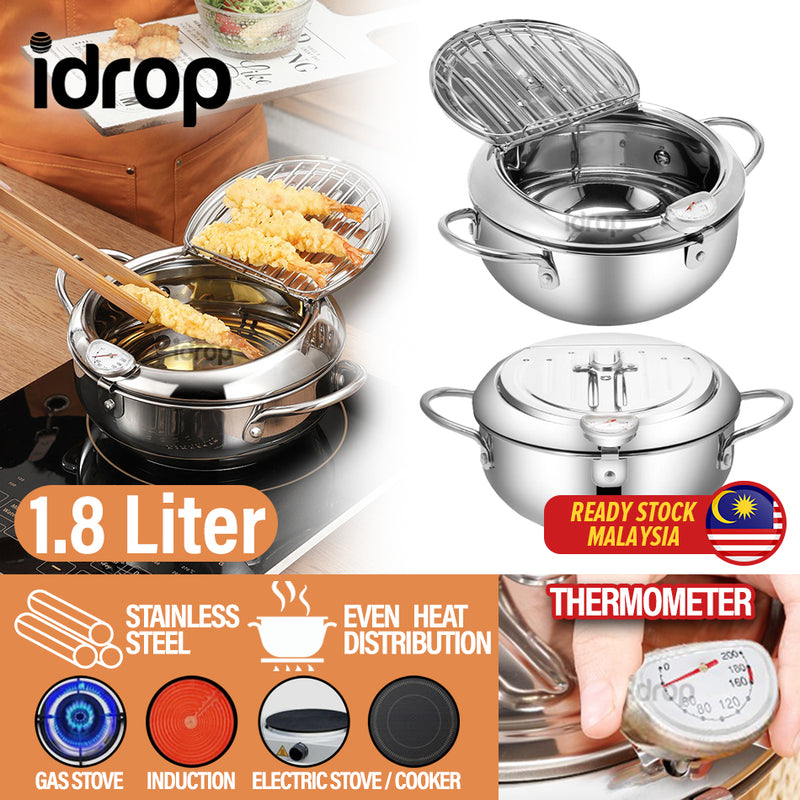 idrop 1.8L Stainless Steel Kitchen Fryer Cooking Pot [ 20CM ]