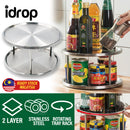 idrop [ 2 LAYER ] Stainless Steel Rotating Seasoning Shelf Rack Tray