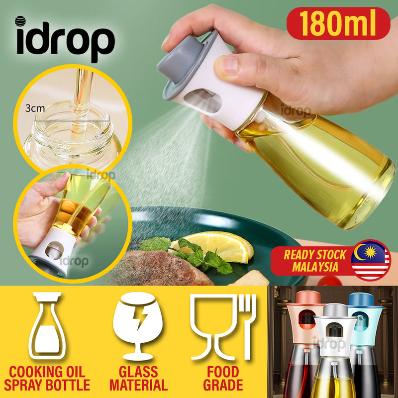 idrop [ 180ml ] Kitchen Cooking Oil Glass Spray Bottle / Bekas Botol Gelas Penyembur Minyak Masak / 180ML新款玻璃喷油瓶(混色)