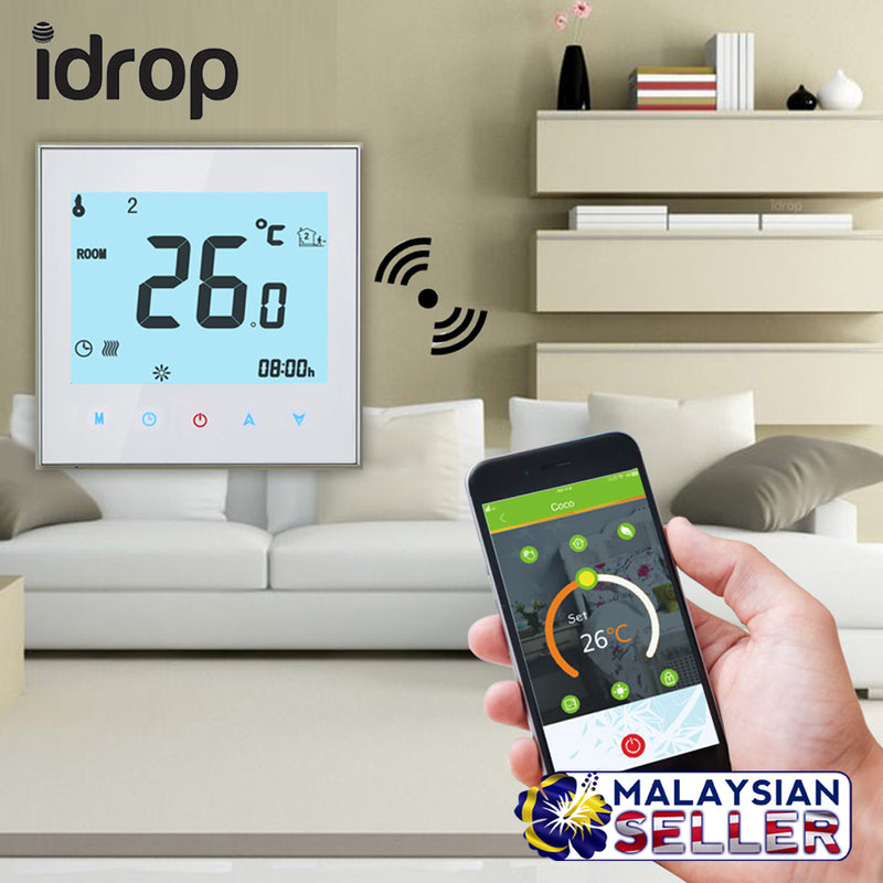 idrop WiFi Thermostat Smart App Remote Control Heating System Touch Screen Temperature Regulator (BHT-1000 95-240V 16A)