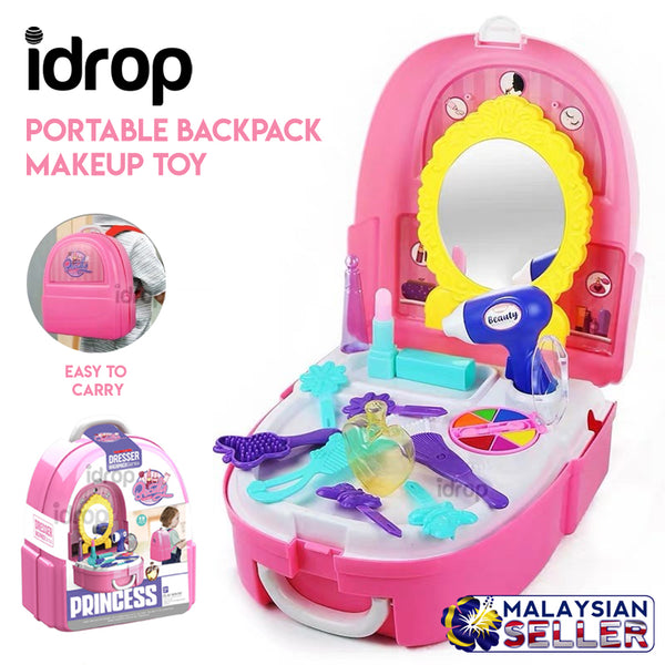 Idrop [7F703] Portable Backpack Pretend Game Girls Princess New Makeup Toy