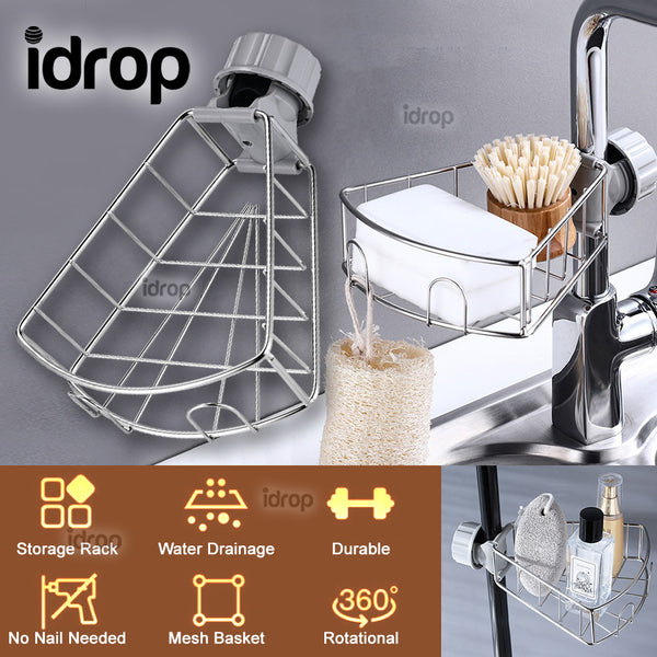 idrop Sink Pipe Faucet Mount Mini Storage Rack Shelf