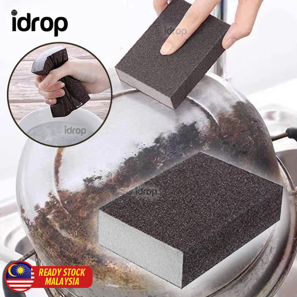 idrop [ 1 PC ] Black Emery Sanding Scrubbing Sponge For Pots Pans / Span Kasar Hitam Pencuci Periuk / 黑色金钢砂海绵(梦之瑞)
