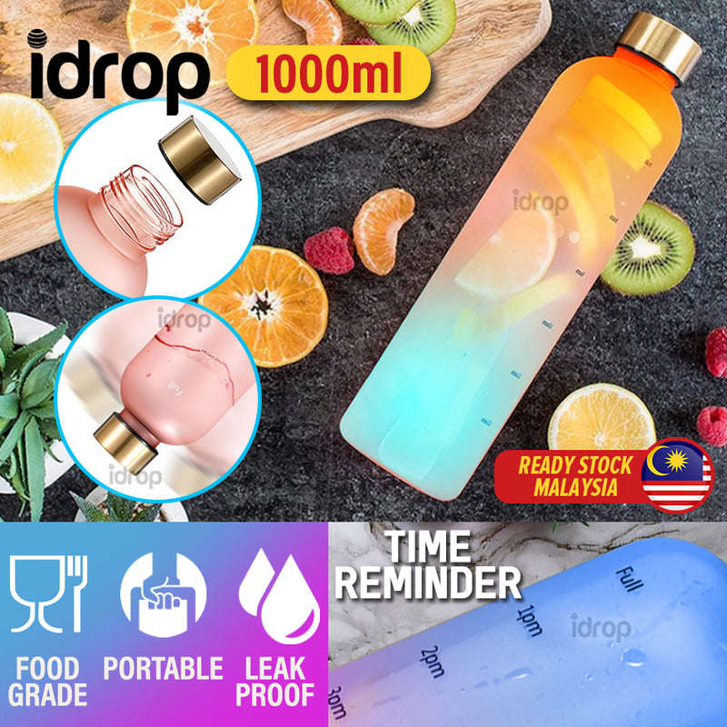 idrop [ 1000ml ]  Tritan Gradient Color Drinking Bottle Time Management / Botol Minuman Urus Masa / 新品渐变色时间刻度杯(塑料 水壶)1000ML